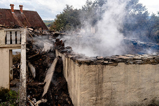 Professional Fire Damage Restoration technician working in Arlington, OH